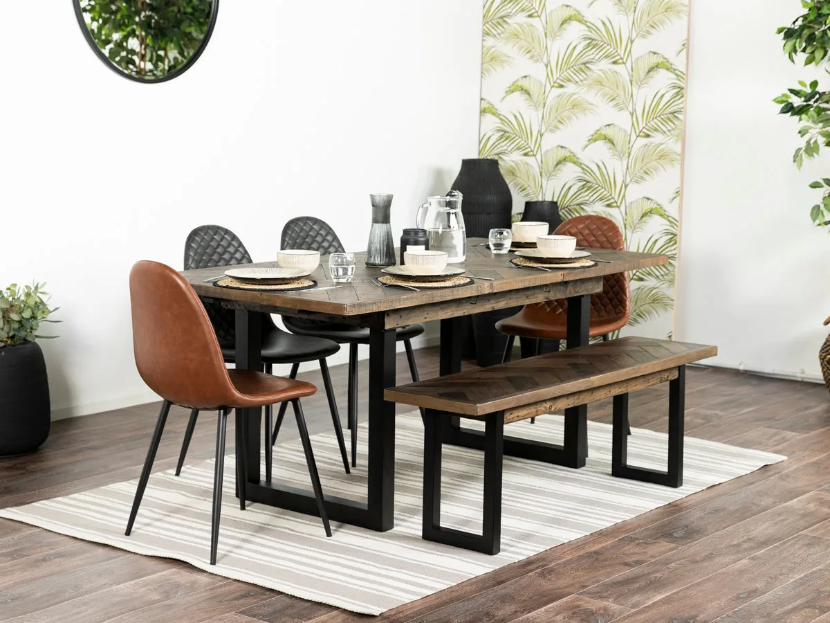 Tulsa Dark Extendable Dining Table (140cm - 180cm) & Grey Dallas Dining Chairs