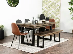 Tulsa Dark Extendable Dining Table (140cm - 180cm) & Grey Dallas Dining Chairs