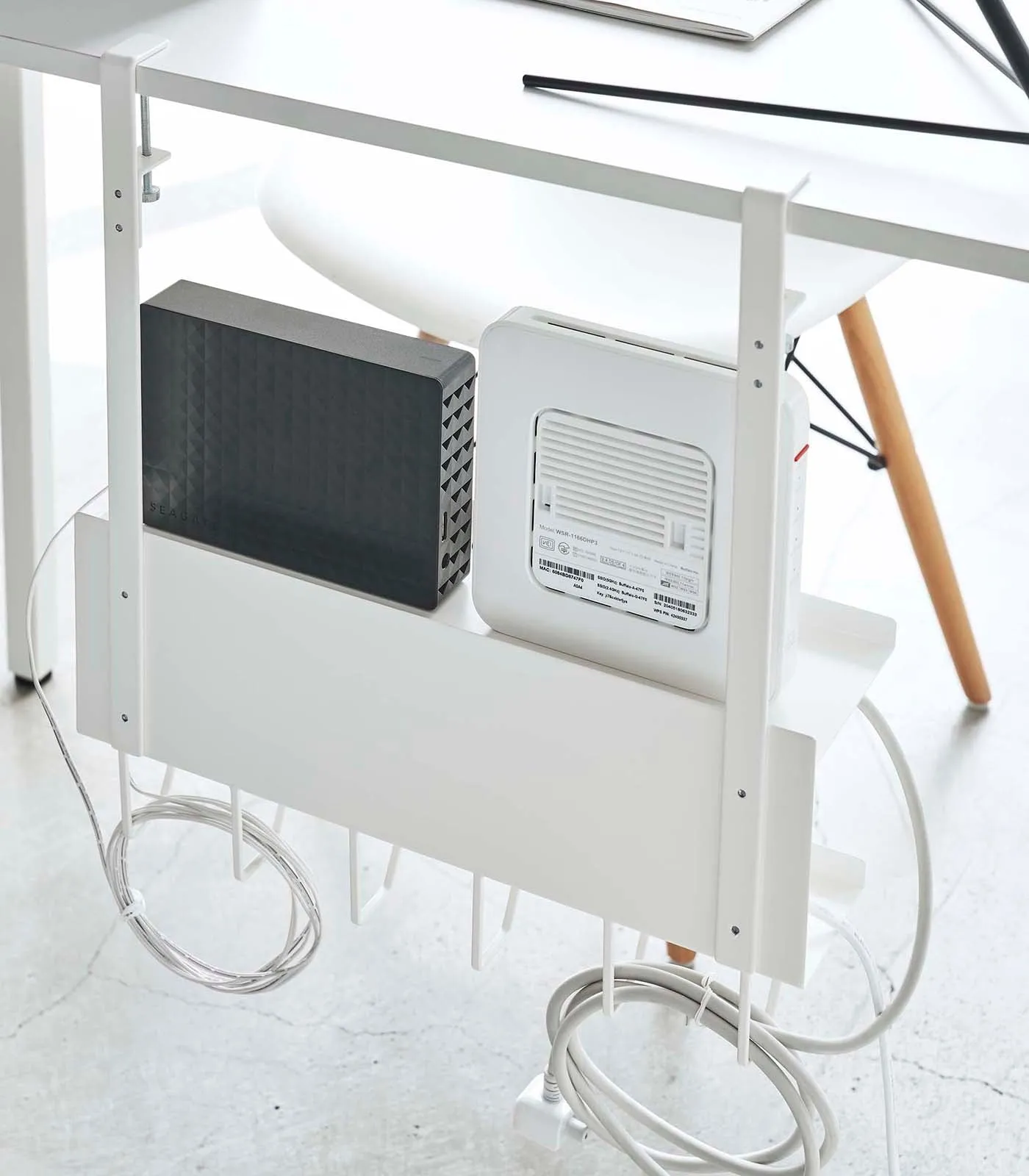 Under-Desk Cable & Router Storage Rack - Steel