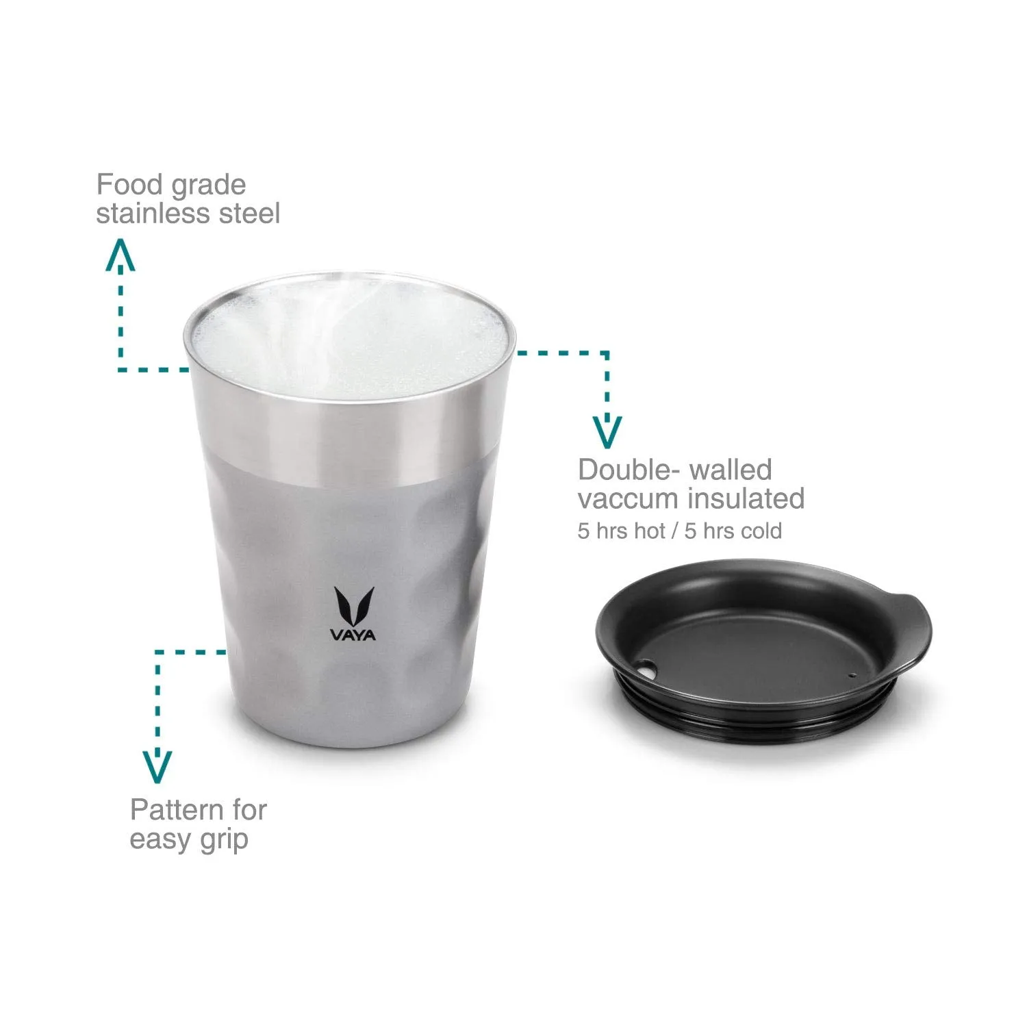 VAYA POPCUP, Insulated Stainless Steel Tumbler, Double-Walled Cup, Easy Hold, 250ml