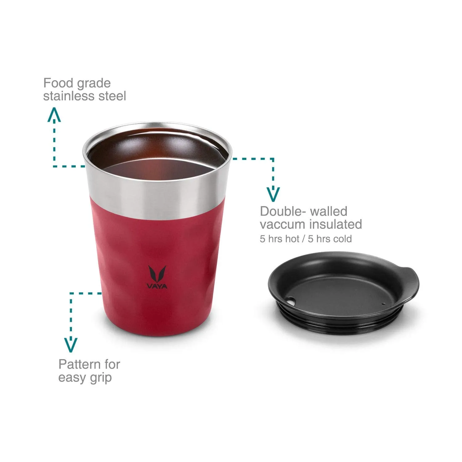 VAYA POPCUP, Insulated Stainless Steel Tumbler, Double-Walled Cup, Easy Hold, 250ml