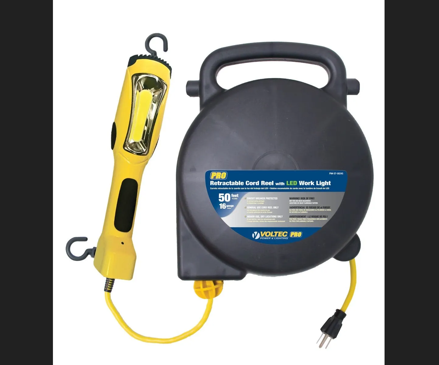 Voltec 07-00260 Retractable Cord Reel, Yellow