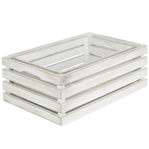 Whitewashed Nesting Wood Storage Crates, Set of 2