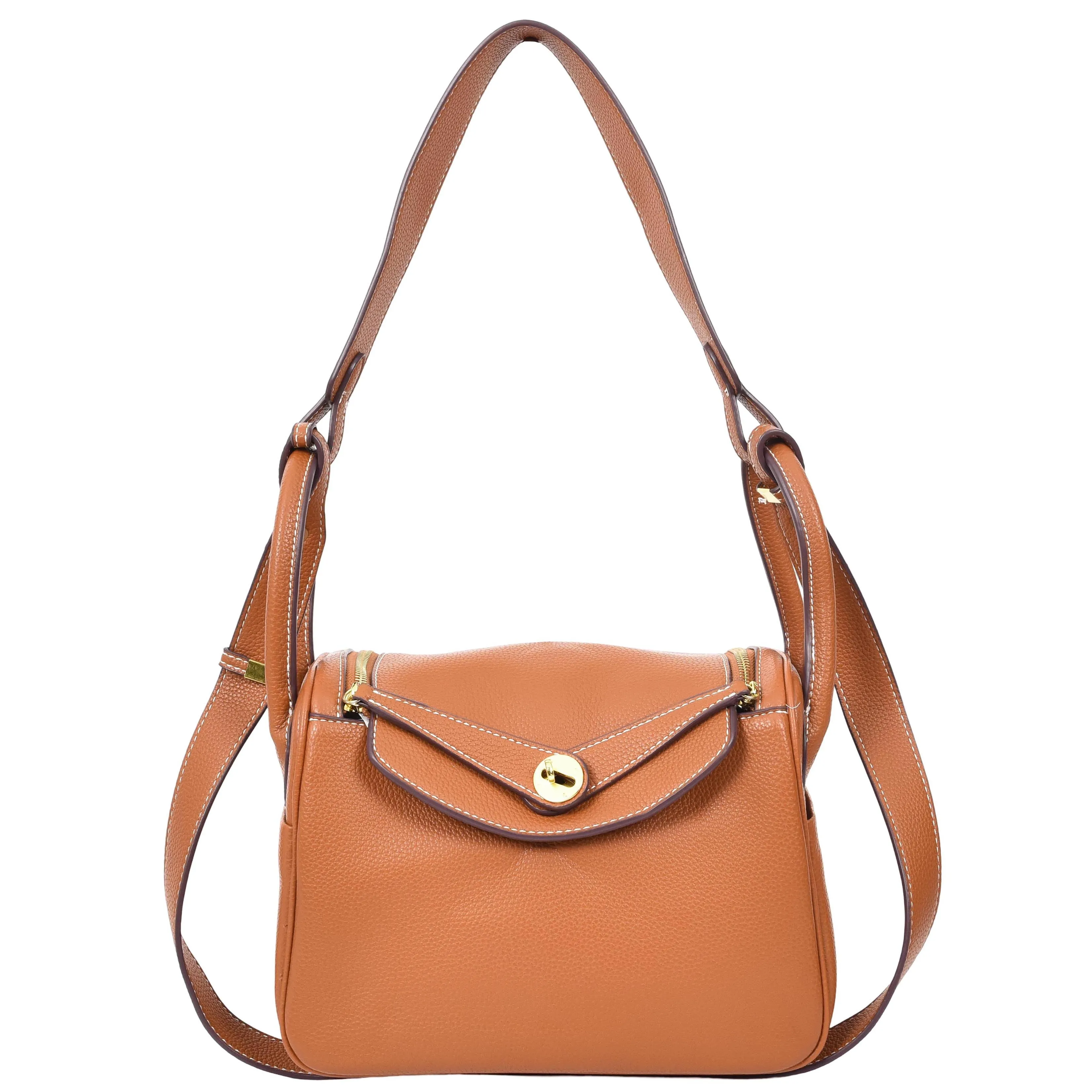 Womens Faux Leather Large Shoulder Bag Rose Brown