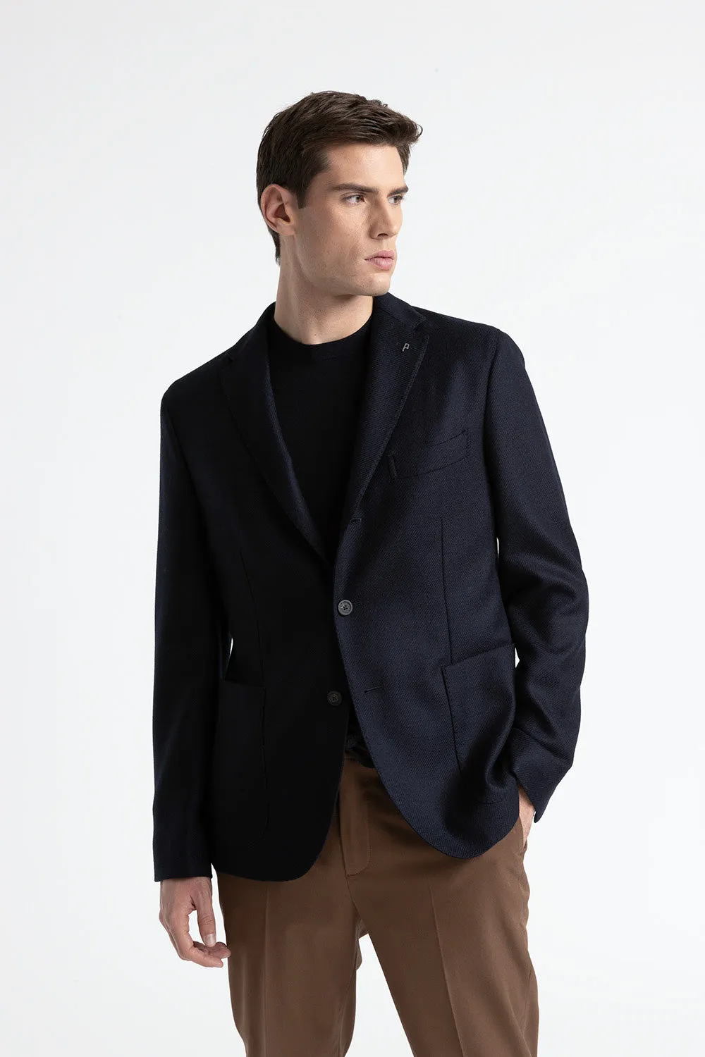 Wool and cashmere single-breasted blazer