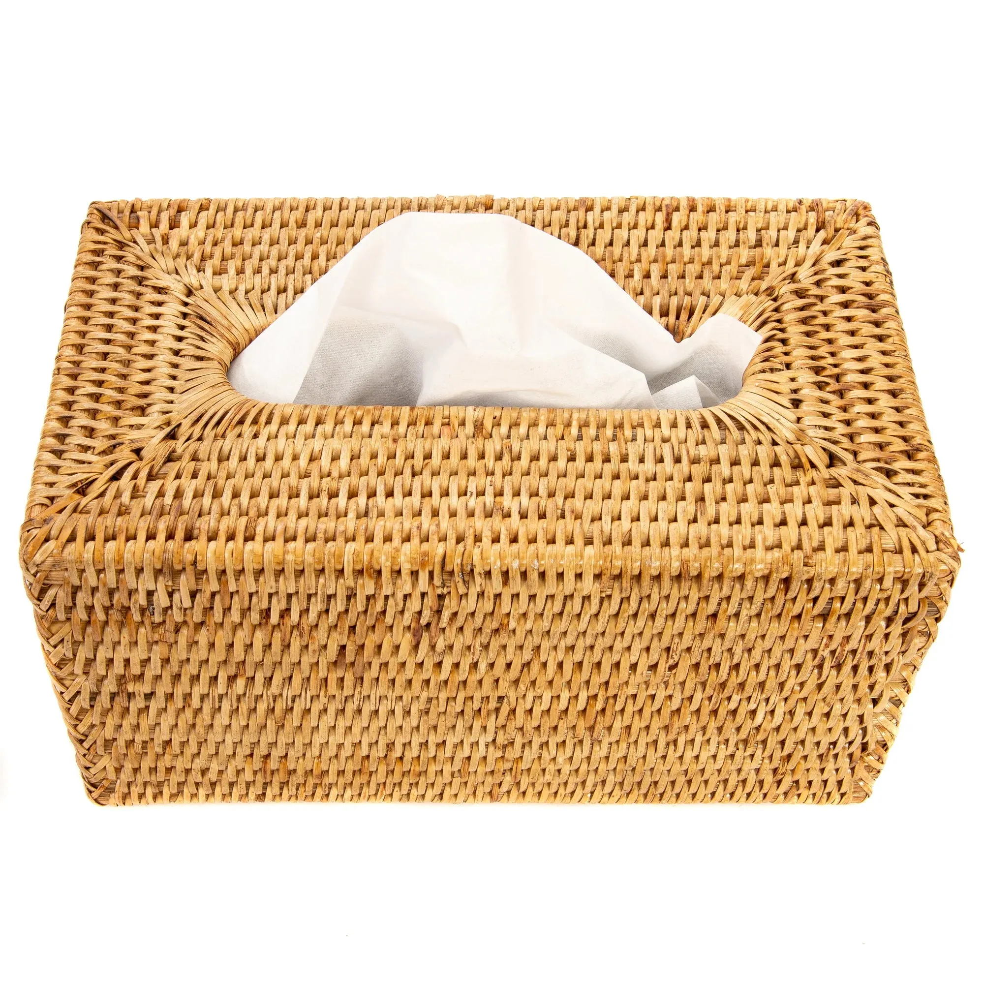 Woven rattan tissue box cover, flat