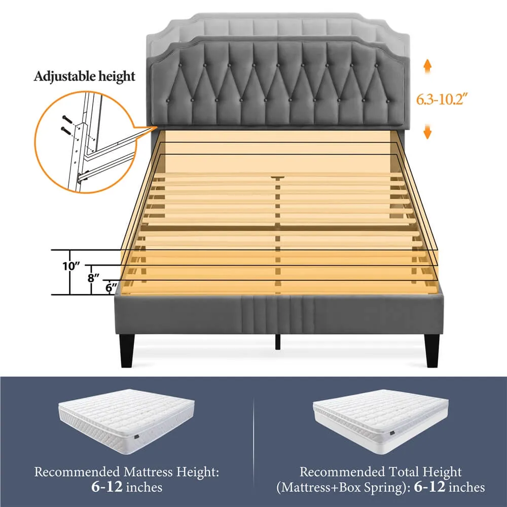 Yaheetech Queen Size Upholstered Bed Frame