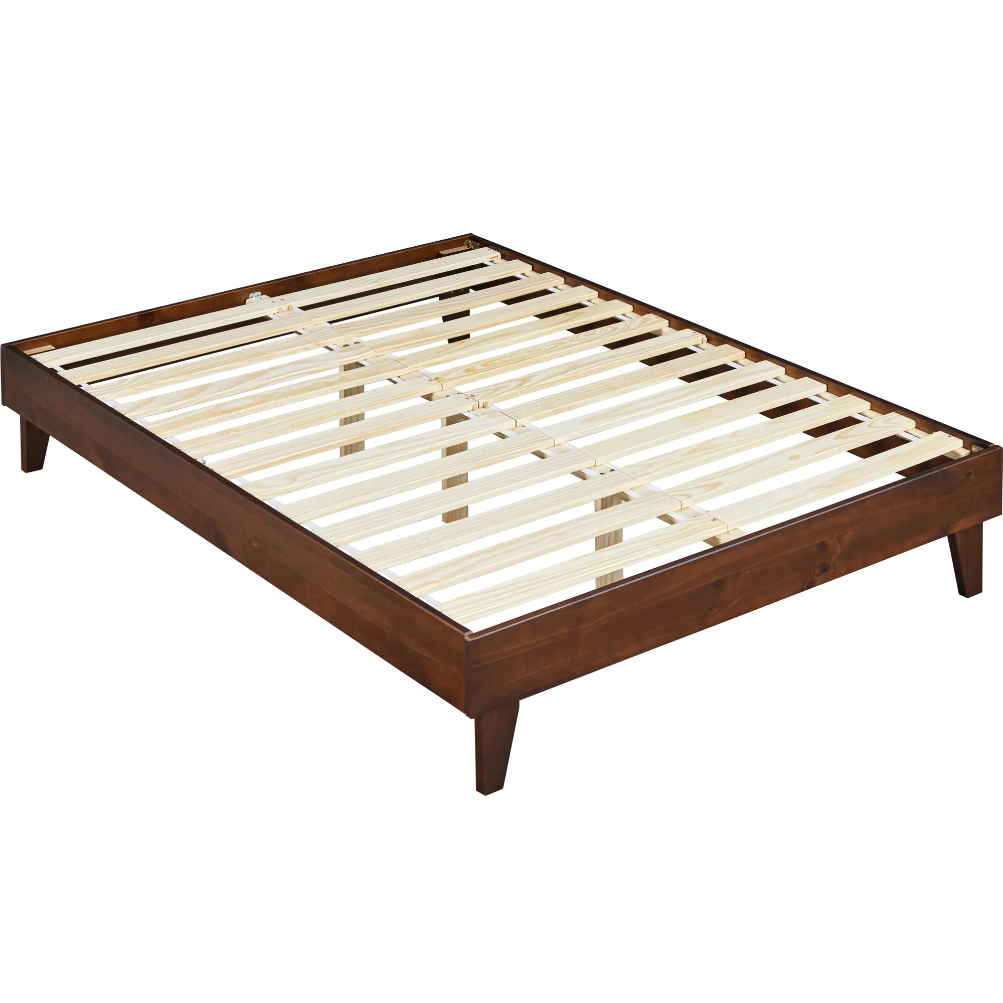 Yaheetech Wooden Bed Frame Smoked Walnut